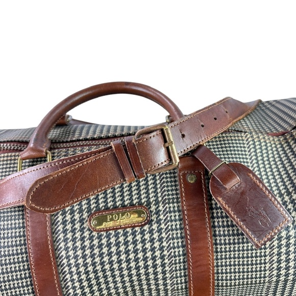 Genuine Vintage POLO RALPH LAUREN Houndstooth Weekender Travel Bag Duffel 90s - Picture 9 of 16